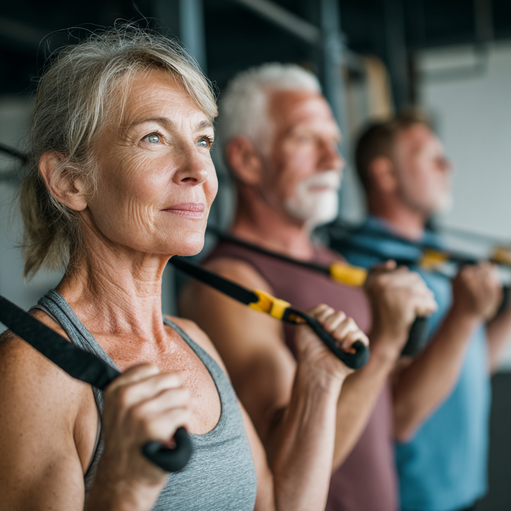 mature adults engaging in functional fitness training